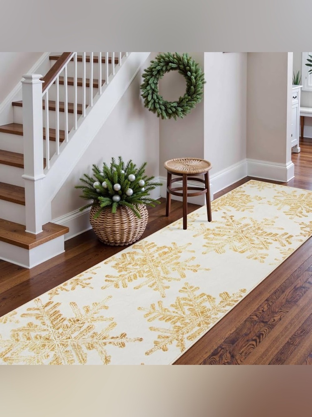 Lahome Snowflake Christmas Rugs for Entryway 2x3